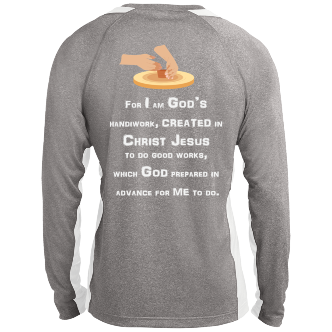 Ephesians 2:10 -  Long Sleeve Heather Colorblock Performance Tee