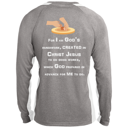 Ephesians 2:10 -  Long Sleeve Heather Colorblock Performance Tee