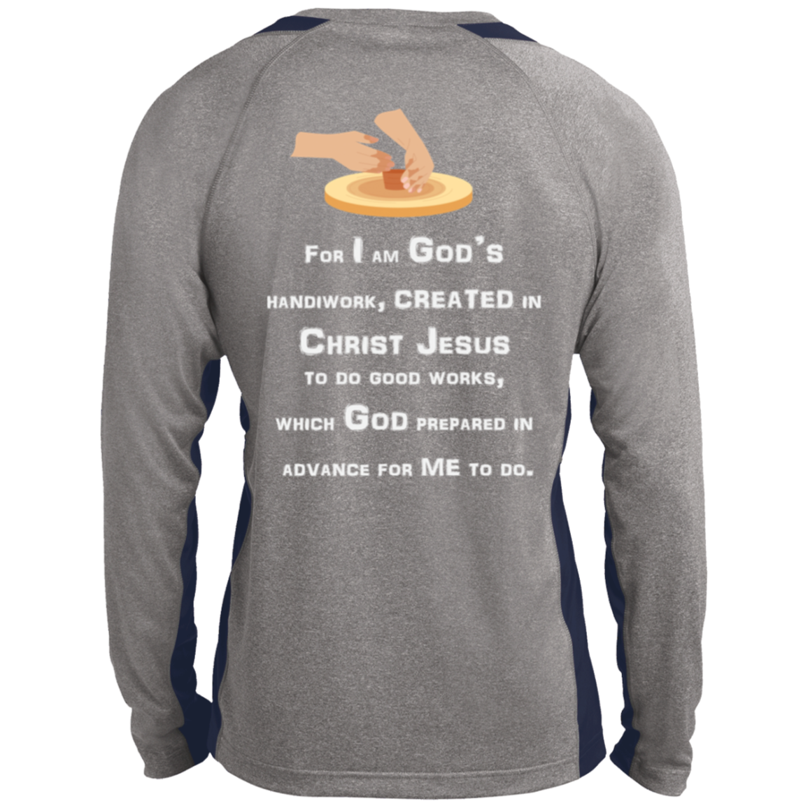 Ephesians 2:10 -  Long Sleeve Heather Colorblock Performance Tee