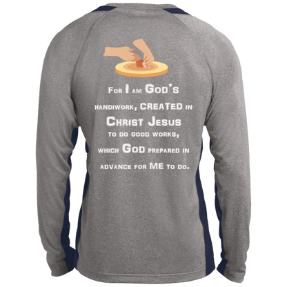 Ephesians 2:10 -  Long Sleeve Heather Colorblock Performance Tee